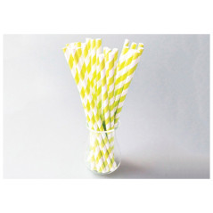 Paille en papier torsadée jaune (lot de 96)