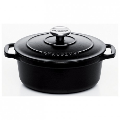 Cocote ovale fonte noir Le Chasseur avec couvercle L 217 mm