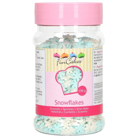 Flocons de neige blancs et bleus en sucre FunCakes 150 g