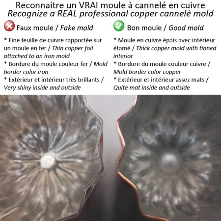 Moule à cannelés en cuivre étamé poli Ø 45 mm