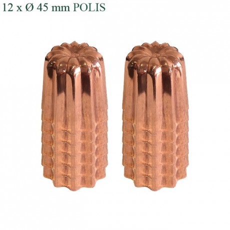 Moule à cannelés en cuivre étamé poli Ø 45 mm