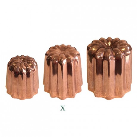 Moule à cannelés en cuivre étamé poli Ø 45 mm