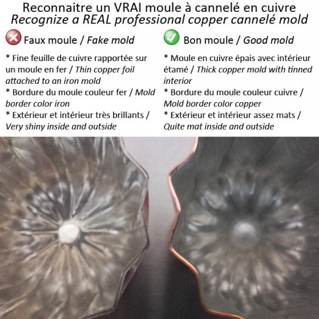 Moule à cannelés en cuivre étamé poli Ø 55 mm