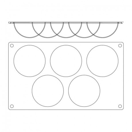 Gastroflex silicone mold 5 half spheres Ø 80 mm