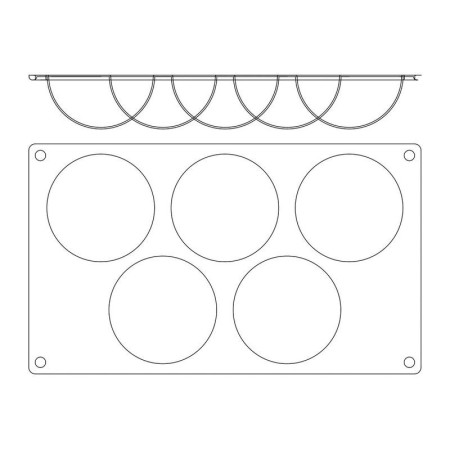 Gastroflex silicone mold 5 half spheres Ø 80 mm