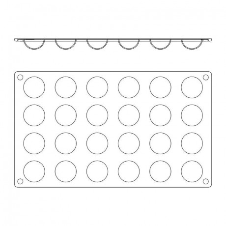 Moule silicone Gastroflex 24 demi sphères Ø 30 mm
