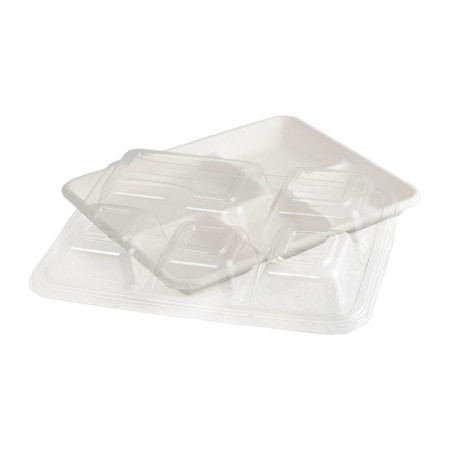 Plateau repas en fibre biodégradable 5 compartiments 265 x 215 x 25 mm (lot de 200)