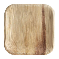 Assiette en feuille de palmier plate carré 180 mm (lot de 100)