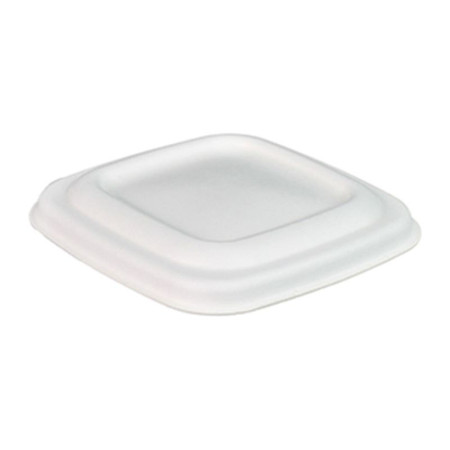 Couvercle pour pot à sauce en fibre de canne carré 80 x 80 mm (lot de 1200)