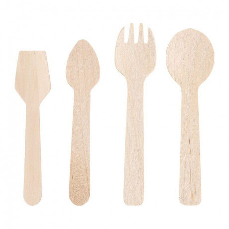 Petite cuillère large en bois 100 mm (lot de 100)