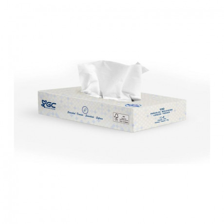 Box of 100 white cotton handkerchiefs (80 pcs)