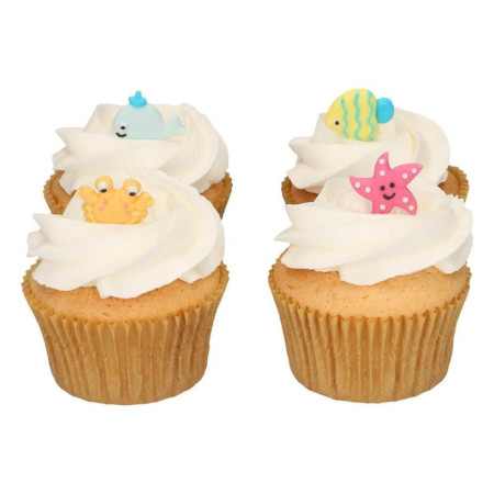 Décoration en sucre FunCakes animaux marins 8 pièces