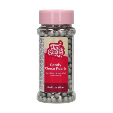 FunCakes Candy Choco Pearls Medium Silver 80 g