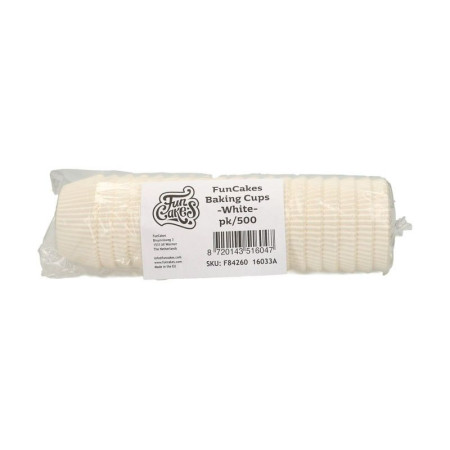 FunCakes Baking Cups White pk/500