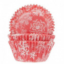 House of Marie Baking Cups Snow Crystal Red pk/50