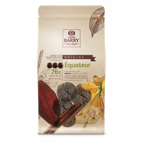 Equateur 76% Origine chocolat noir de couverture pistoles 1 kg
