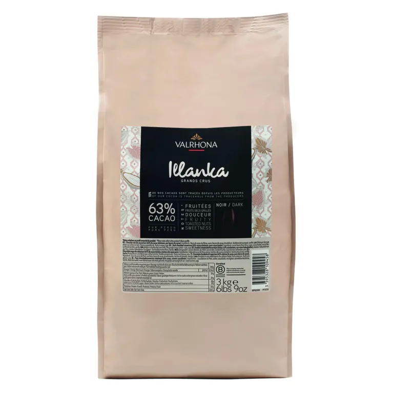 Illanka 63% chocolat noir de couverture pur Pérou fèves 3 kg