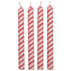 Bougies Striped Pink PME 24 pièces