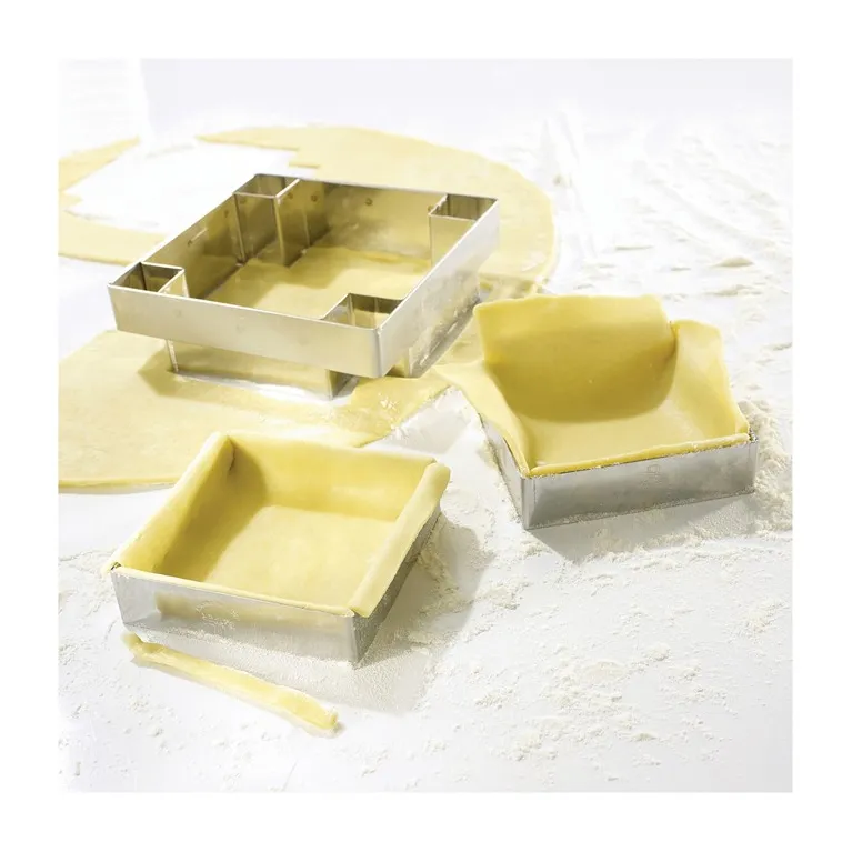 Tart square stainless steel 90 x 90 x 20 mm (4 pcs)