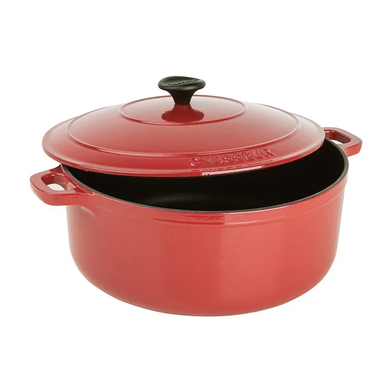 Cocotte ronde fonte rouge Le Chasseur avec couvercle Ø 280 mm