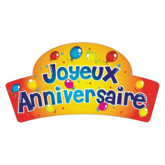 Edible Joyeux Anniversaire balloons decoration (24 pcs)