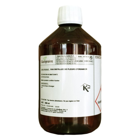 Eau distillée d'arôme naturel fleur d'oranger 500 mL