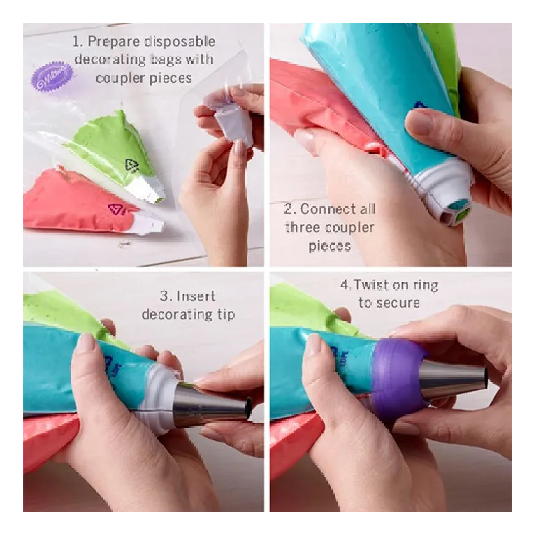 Wilton ColorSwirl Tri-Color Coupler Decorating Set/9