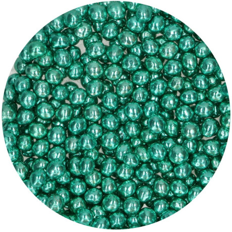 Perles craquantes de chocolat FunCakes Metallic Green 60 g