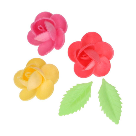 Fleurs en papier comestibles FunCakes Frangipani et feuilles 15 pièces