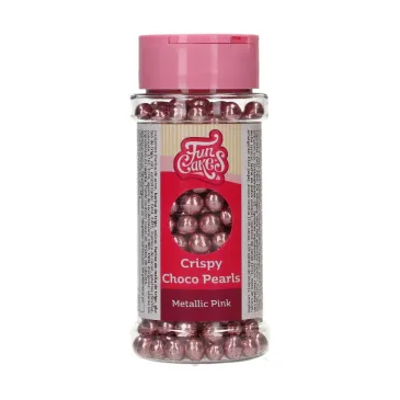 Perles craquantes de chocolat FunCakes Metallic Pink 60 g