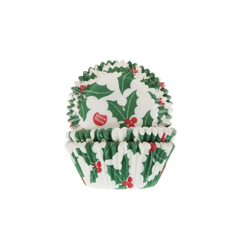 Caissettes House of Marie Christmas Holly Leaf 50 pièces