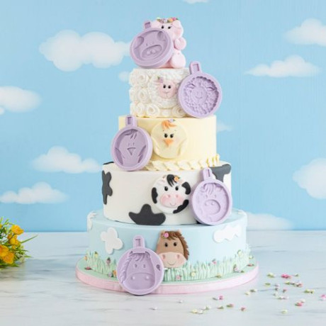 Moule silicone Karen Davies visages d'animaux de la ferme (lot de 5)