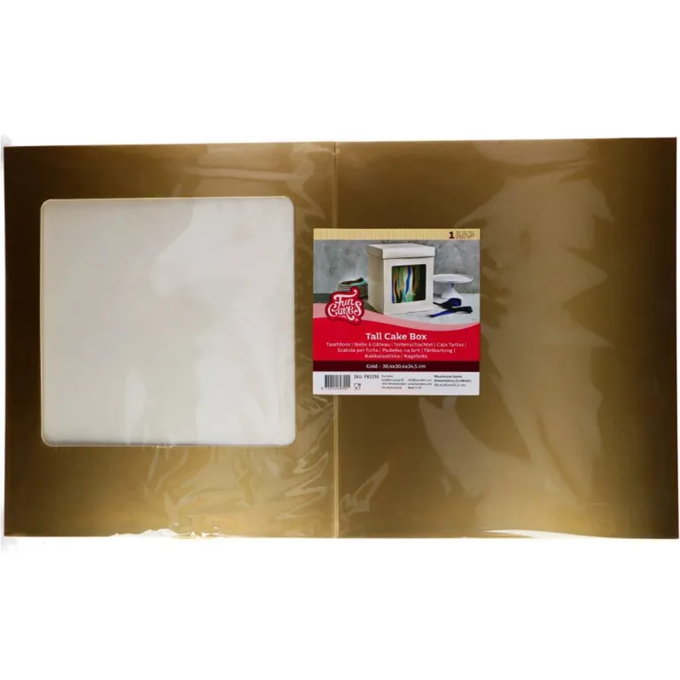 FunCakes Tall Cake Box Gold 30.5 x 30.5 x 34.5 cm
