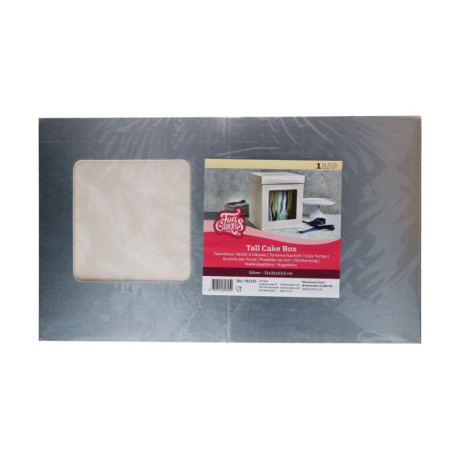 FunCakes Tall Cake Box Silver 21 x 21 x 23.5 cm