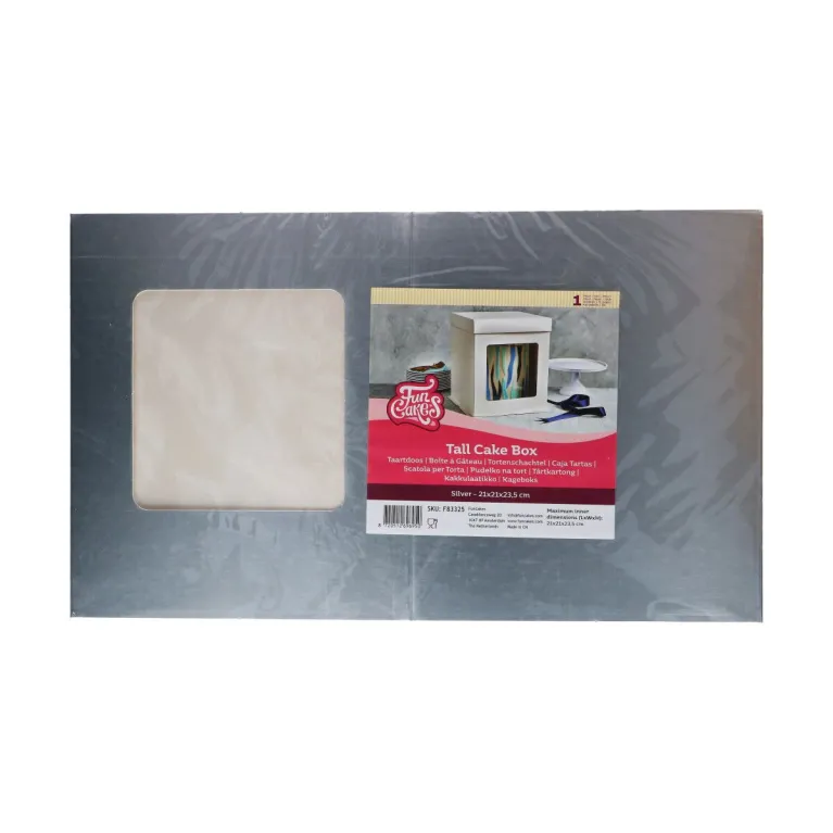 FunCakes Tall Cake Box Silver 21 x 21 x 23.5 cm