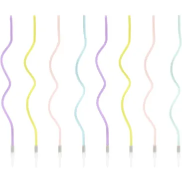 Bougies torsadées PartyDeco mix 16 cm (lot de 8)