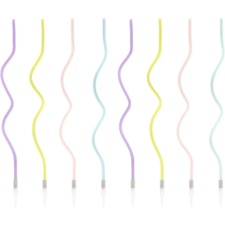 Bougies torsadées PartyDeco mix 16 cm (lot de 8)