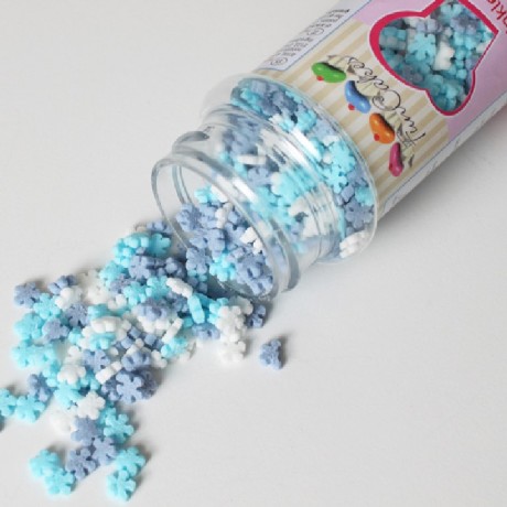 Mini flocons de neige blancs et bleus en sucre FunCakes 55 g