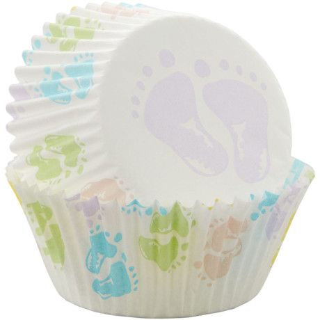 Caissettes Wilton pieds de bébé 75 pièces