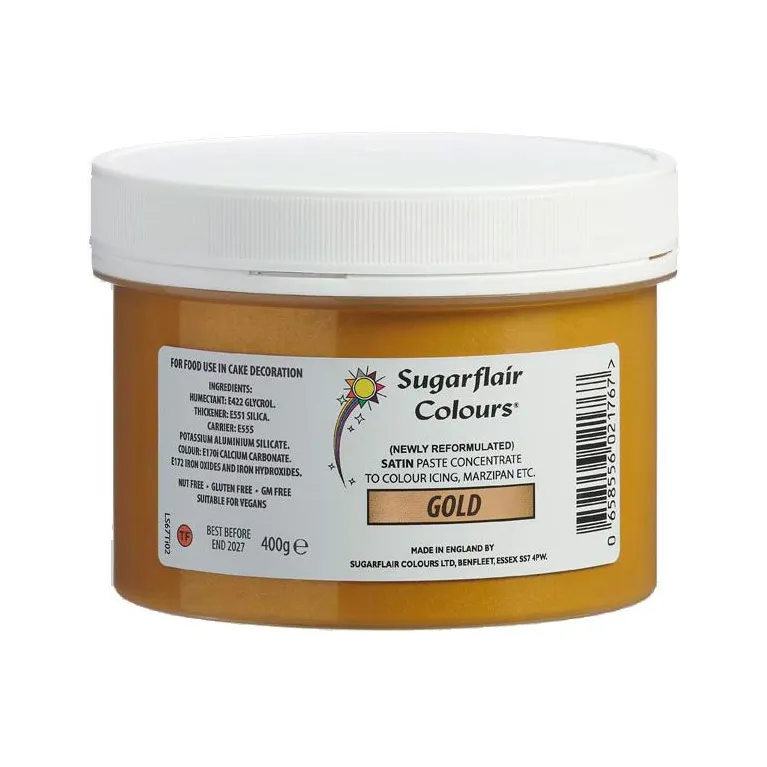Colorant alimentaire satiné en pâte Sugarflair or 400 g