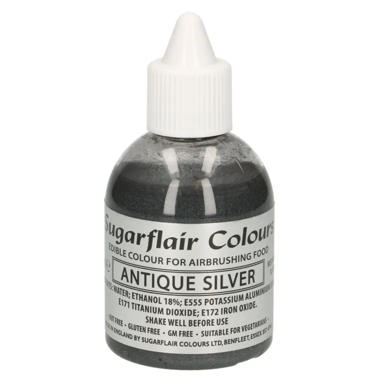 Colorant aérographe Sugarflair Antique Silver 60 ml