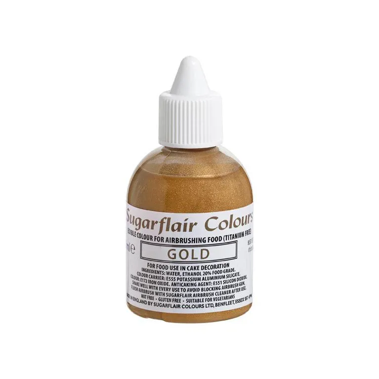 Colorant aérographe Sugarflair Gold E171 Free 60 ml