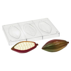 Moule cabosse de cacao en polycarbonate pour chocolat 140 x 23 x 13 mm