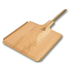 Peel with raised edge and handle in beechwood 600 x 550 mm