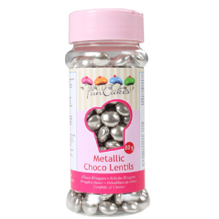 FunCakes Choco Lentils Metallic Silver 80g