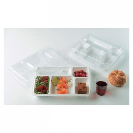 Plateau repas 5 compartiments blanc (lot de 200)