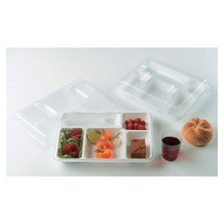 Plateau repas 5 compartiments blanc (lot de 200)