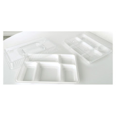 5 compartments reinforced tray white (200 pcs)