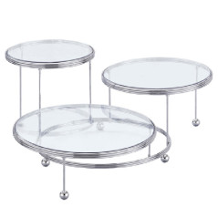Présentoir Wilton métal plateaux cristal 3 gâteaux