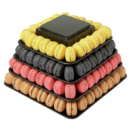 Black macarons pyramid 9 levels